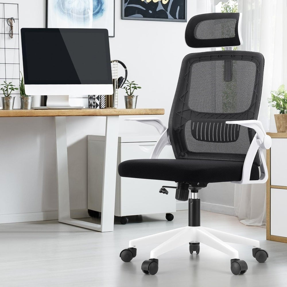 Mesh Office Chair with Fabric Seat Black and White - Buy Online at Bargain Bay Australia