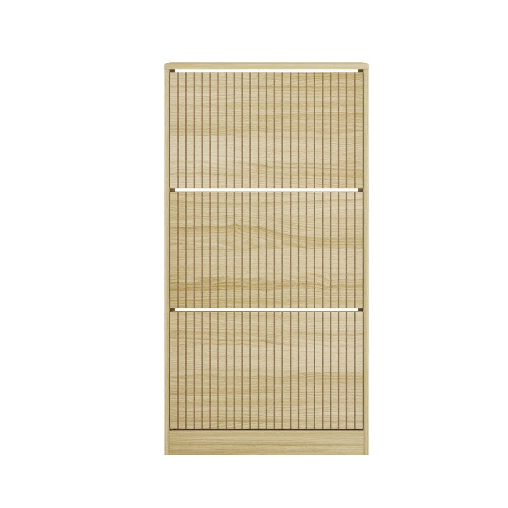 Natural Shoe Rack Storage Cabinet with 3 Compartments - Buy Online at Bargain Bay Australia