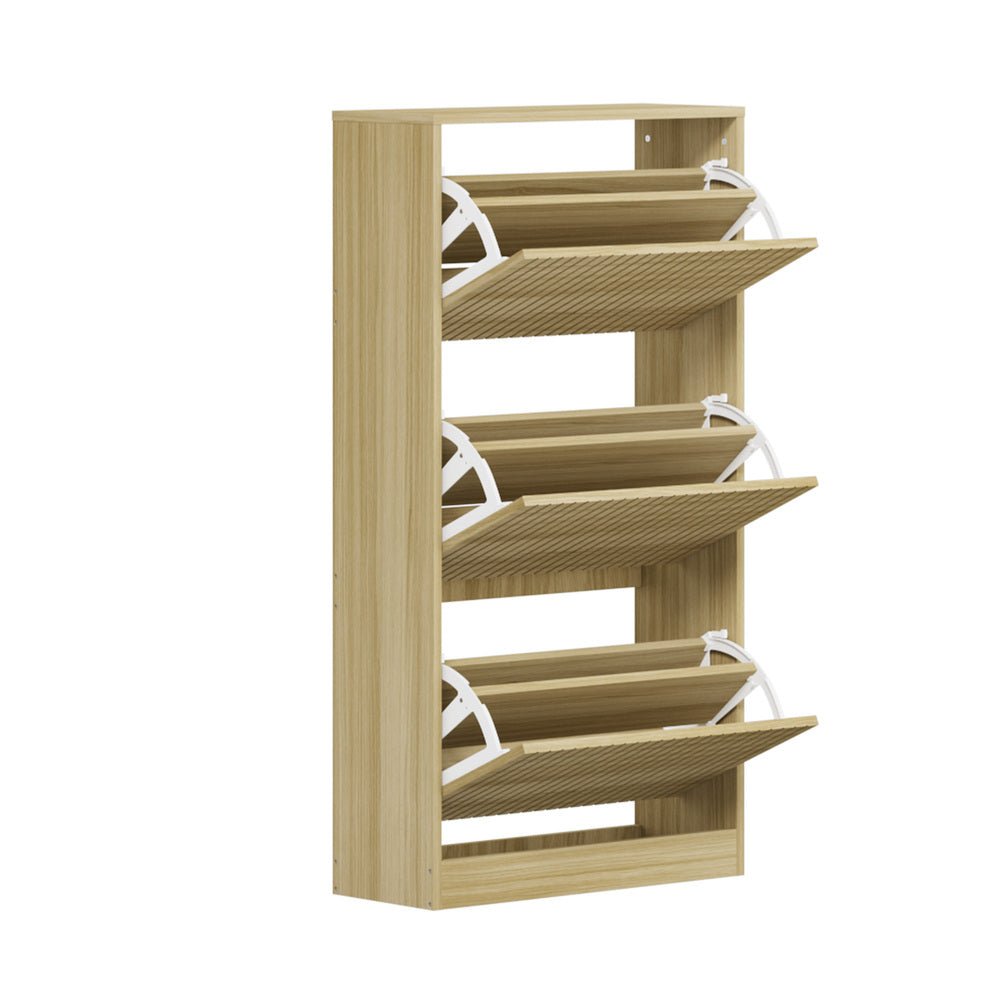 Natural Shoe Rack Storage Cabinet with 3 Compartments - Buy Online at Bargain Bay Australia