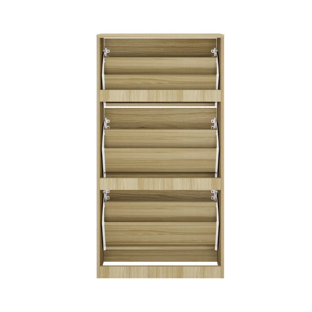 Natural Shoe Rack Storage Cabinet with 3 Compartments - Buy Online at Bargain Bay Australia