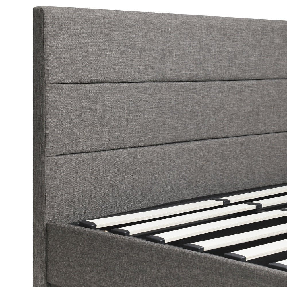Queen Bed Frame with Gas Lift LED Storage Space Grey - Buy Online at Bargain Bay Australia
