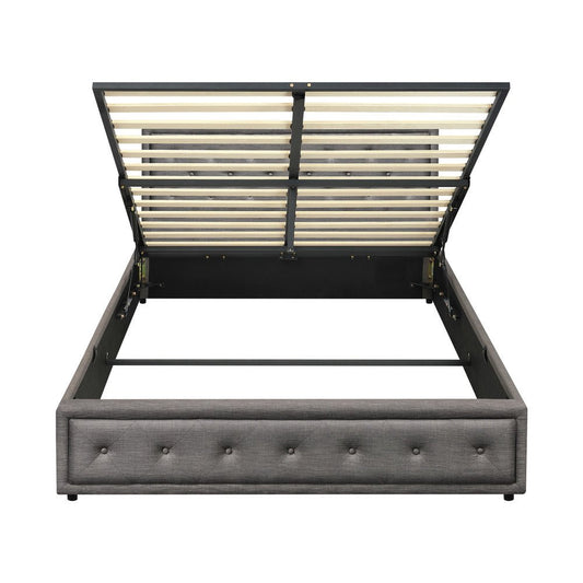 Queen Bed Frame with Gas Lift Storage Base Grey - Buy Online at Bargain Bay Australia