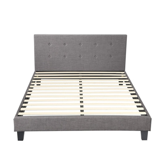 Queen Bed Frame Wooden Fabric Grey - Buy Online at Bargain Bay Australia