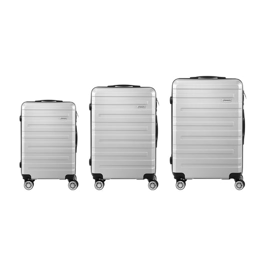 Set of 3 Silver Hard Case Luggage with TSA Lock - Buy Online at Bargain Bay Australia