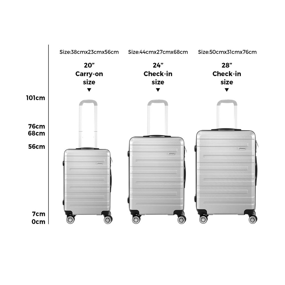 Set of 3 Silver Hard Case Luggage with TSA Lock - Buy Online at Bargain Bay Australia