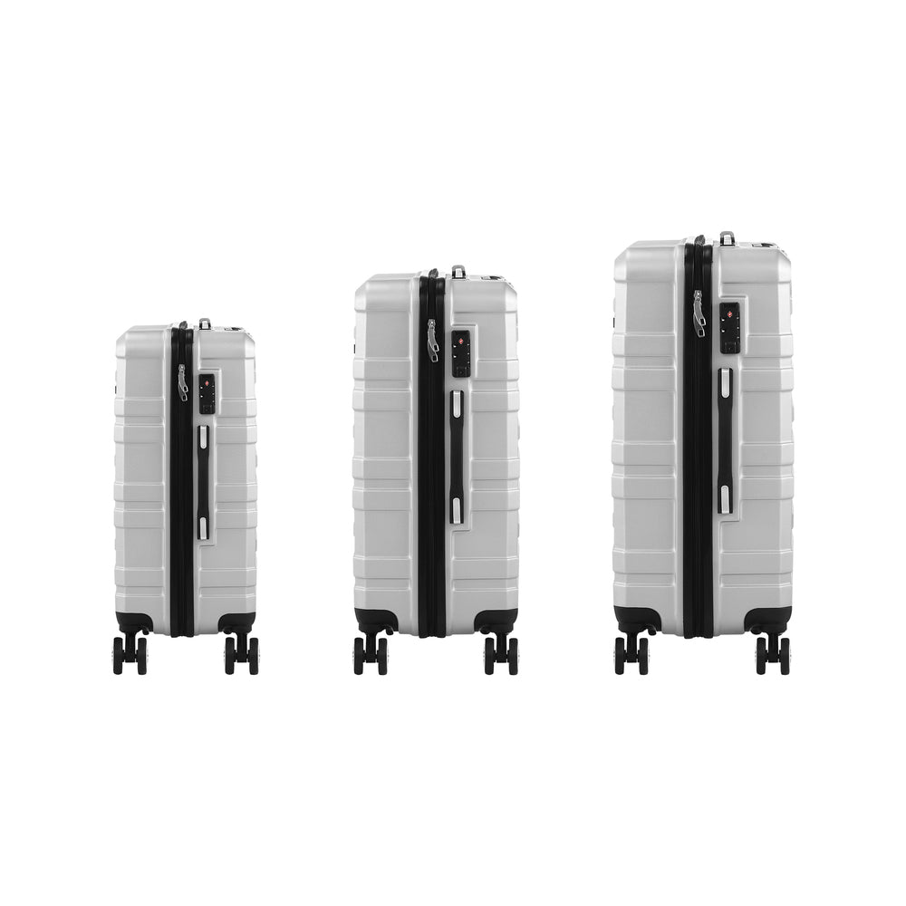 Set of 3 Silver Hard Case Luggage with TSA Lock - Buy Online at Bargain Bay Australia