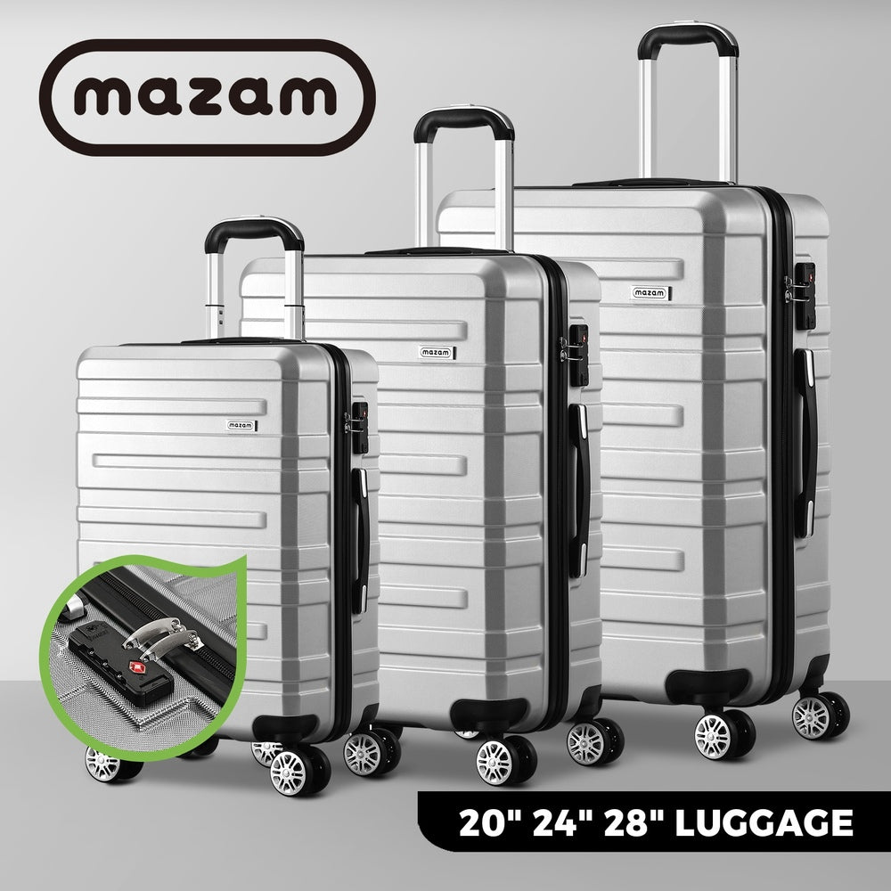 Set of 3 Silver Hard Case Luggage with TSA Lock - Buy Online at Bargain Bay Australia