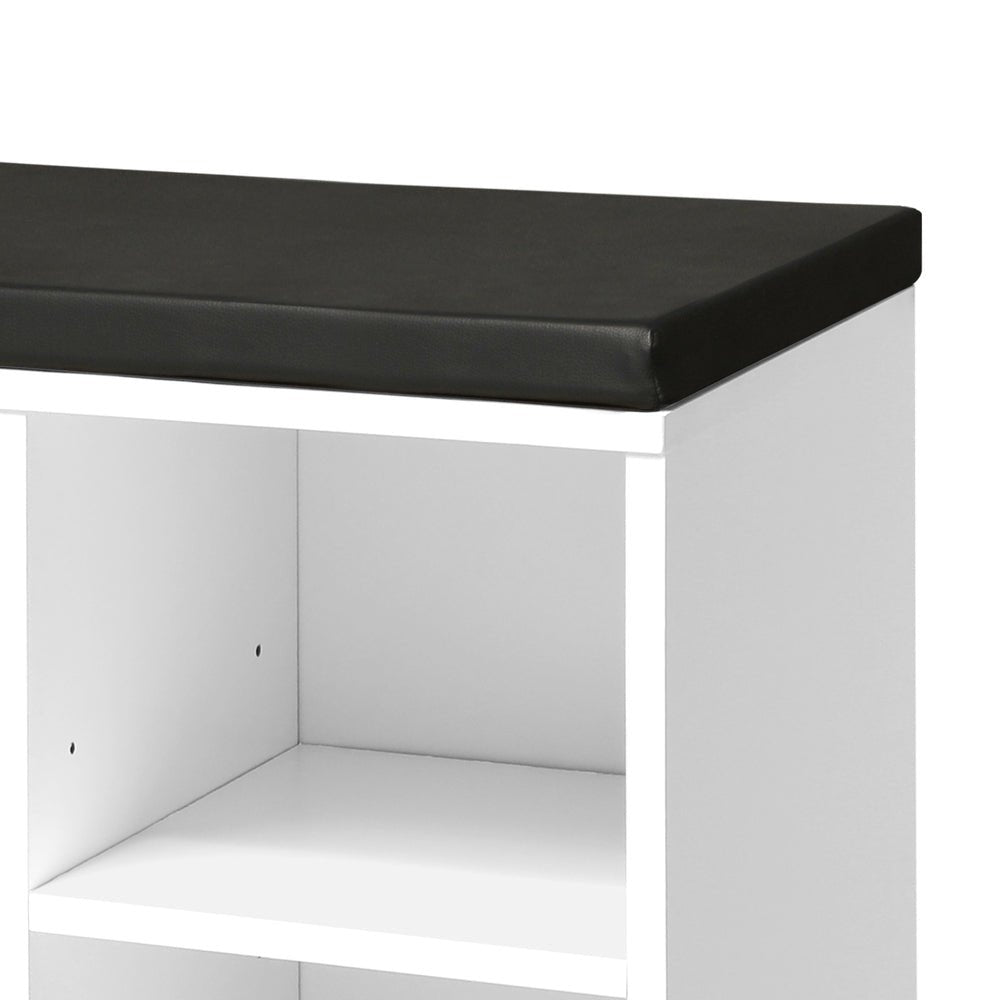 Shoe Bench with Leather Seat 105cm Black and White - Buy Online at Bargain Bay Australia