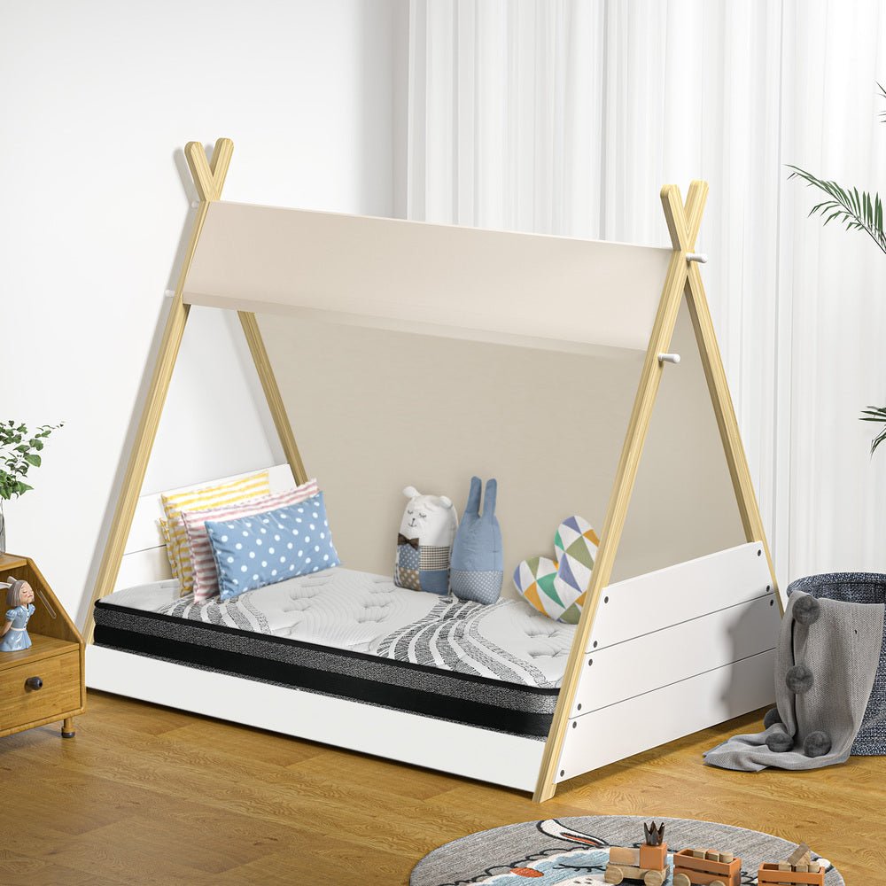 Single Size Kids House Teepee Triangle Bed Frame with Mattress - Buy Online at Bargain Bay Australia