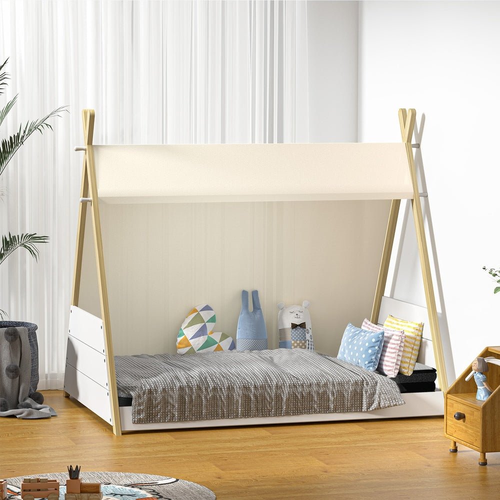 Single Size Kids House Teepee Triangle Bed Frame with Mattress - Buy Online at Bargain Bay Australia
