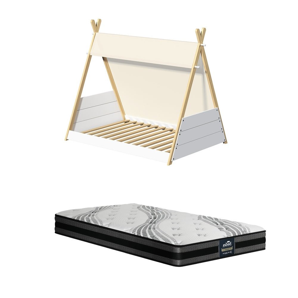 Single Size Kids House Teepee Triangle Bed Frame with Mattress - Buy Online at Bargain Bay Australia