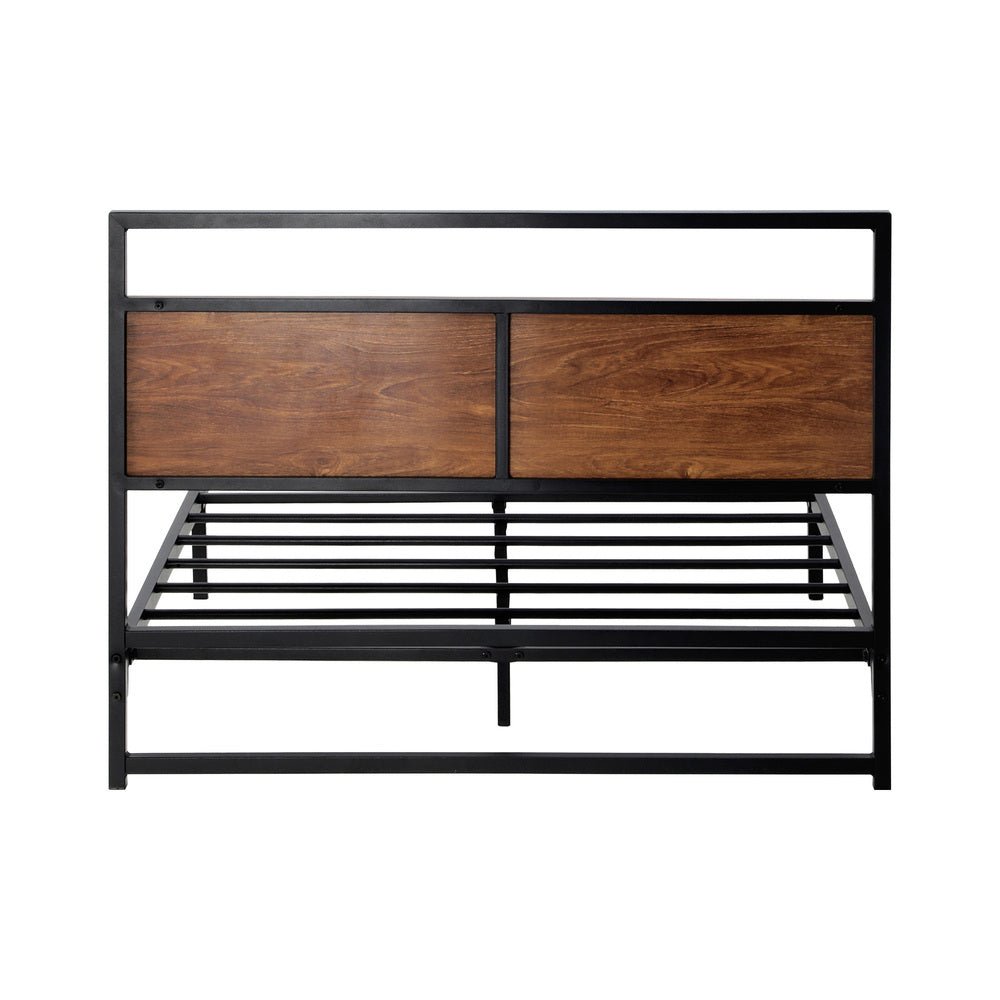 Single Size Metal Bed Frame with Wood Platform - Buy Online at Bargain Bay Australia