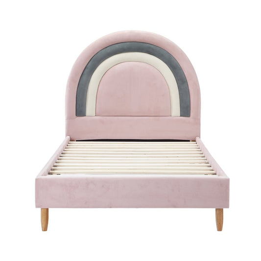 Single Size Pink Velvet Kids Bed Frame - Buy Online at Bargain Bay Australia
