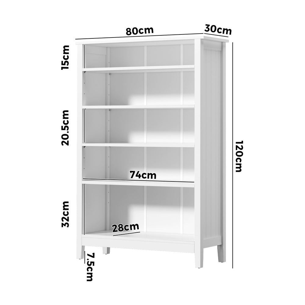 White 5 Tier Bookshelf Bookcase Display Storage Cabinet - Buy Online at Bargain Bay Australia