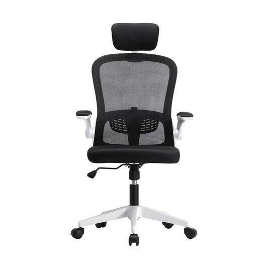 White and Black Mesh Office Chair with Fabric Seat - Buy Online at Bargain Bay Australia