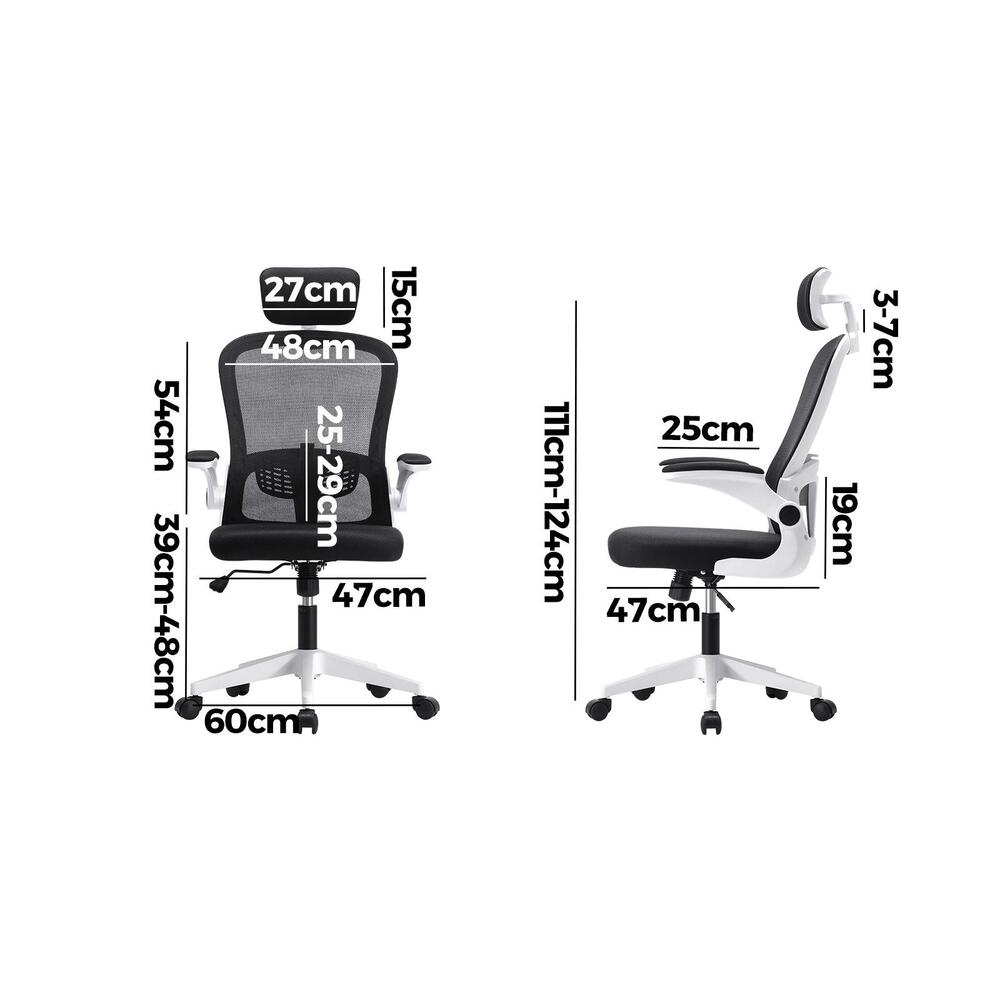 White and Black Mesh Office Chair with Fabric Seat - Buy Online at Bargain Bay Australia