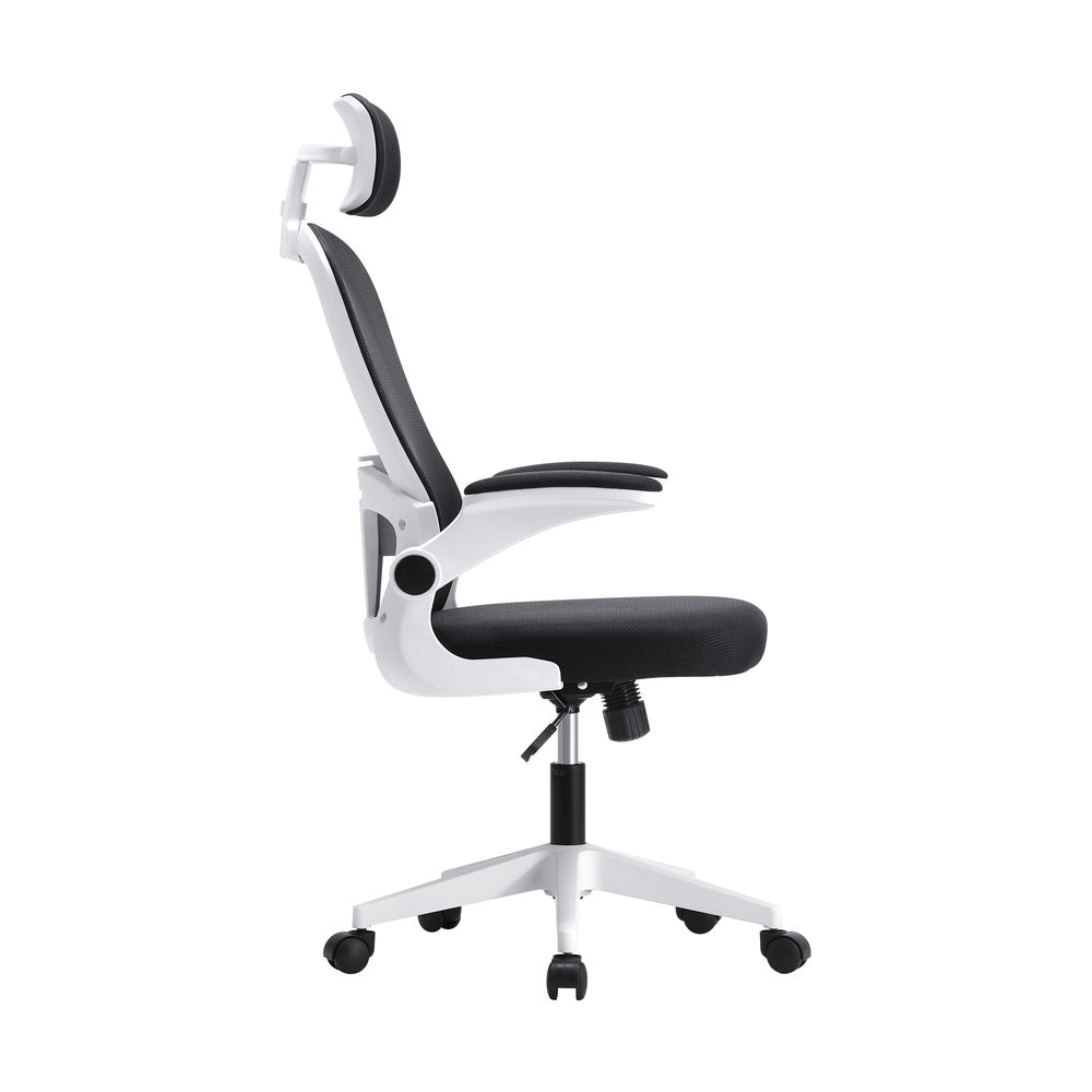 White and Black Mesh Office Chair with Fabric Seat - Buy Online at Bargain Bay Australia