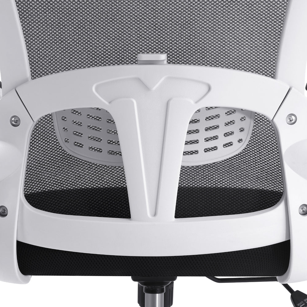 White and Black Mesh Office Chair with Fabric Seat - Buy Online at Bargain Bay Australia