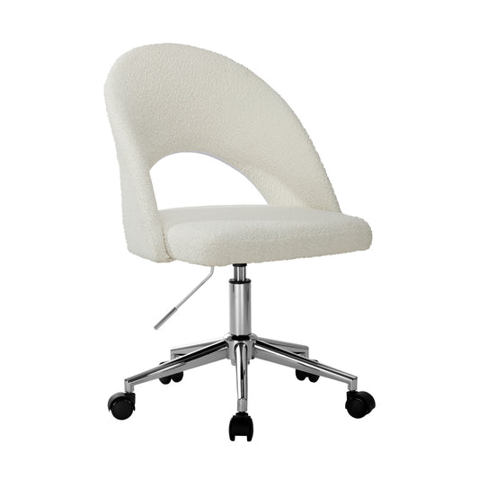 White and Silver Boucle Hollow Armless Home Office Chair - Buy Online at Bargain Bay Australia