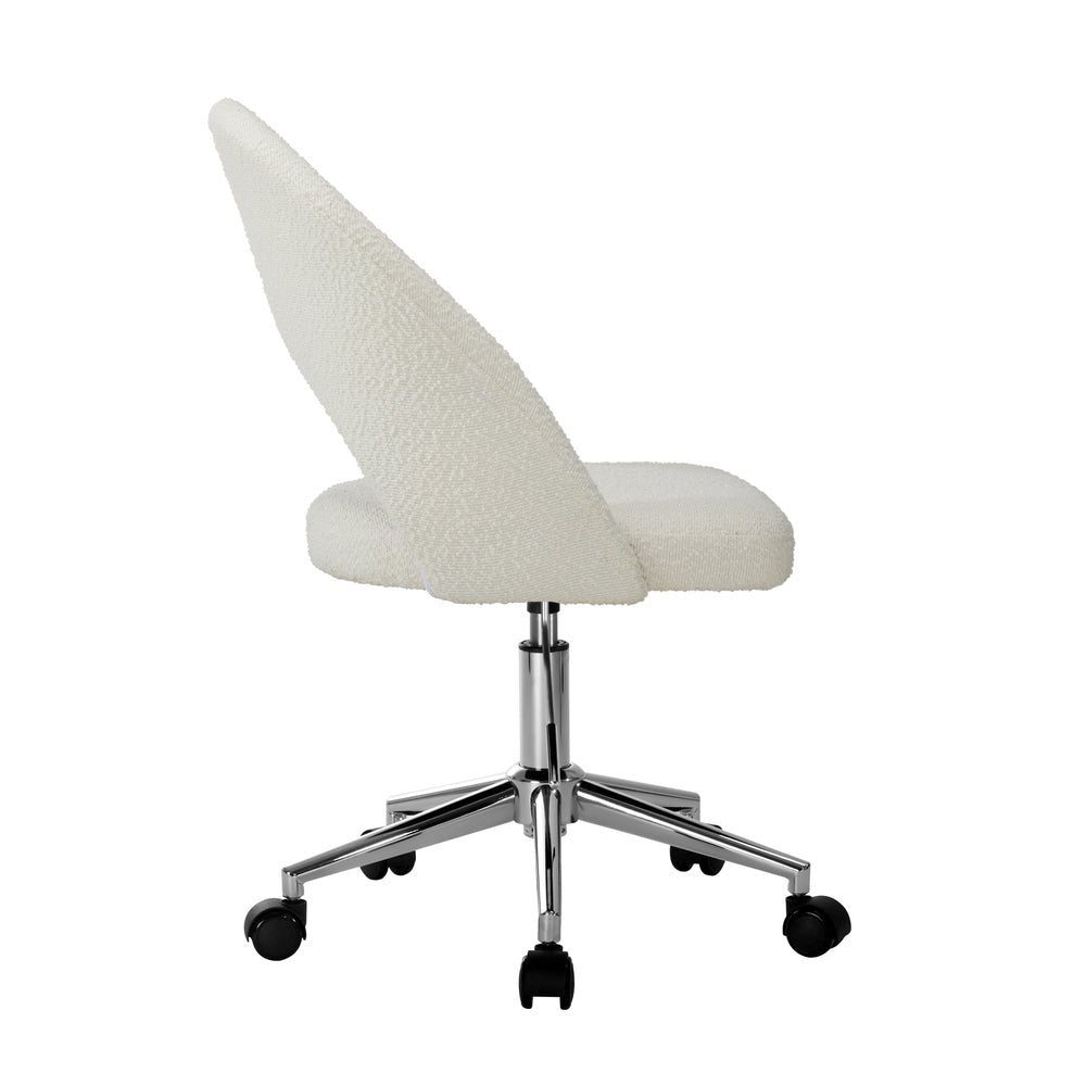 White and Silver Boucle Hollow Armless Home Office Chair - Buy Online at Bargain Bay Australia