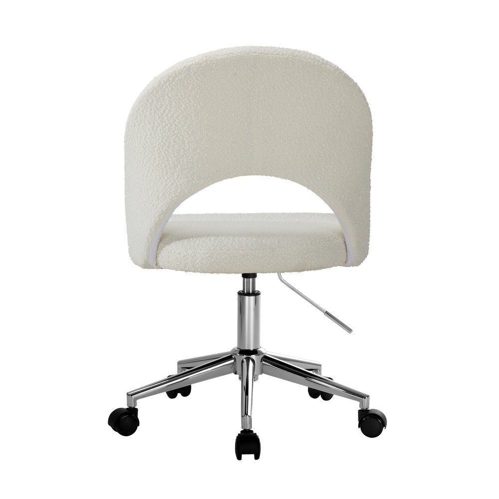 White and Silver Boucle Hollow Armless Home Office Chair - Buy Online at Bargain Bay Australia
