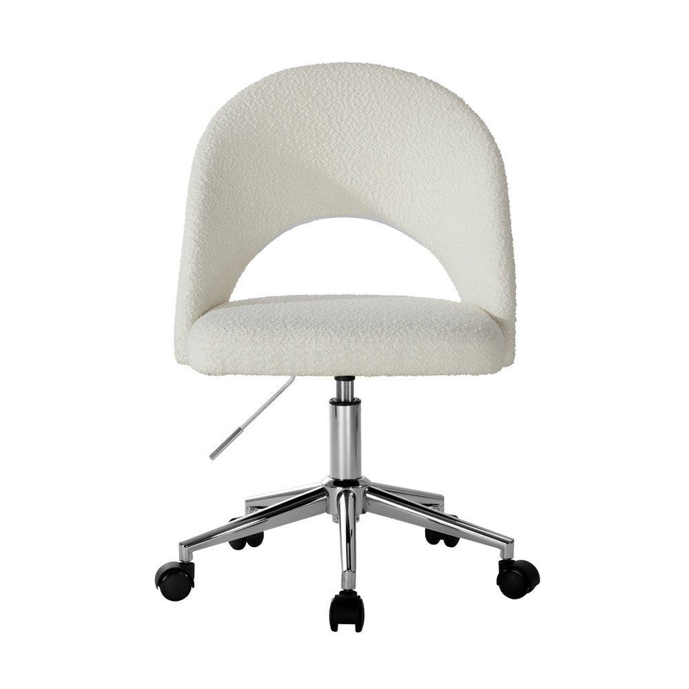 White and Silver Boucle Hollow Armless Home Office Chair - Buy Online at Bargain Bay Australia