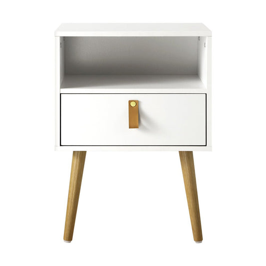 White Bedside Tables with Leather Handles - Buy Online at Bargain Bay Australia