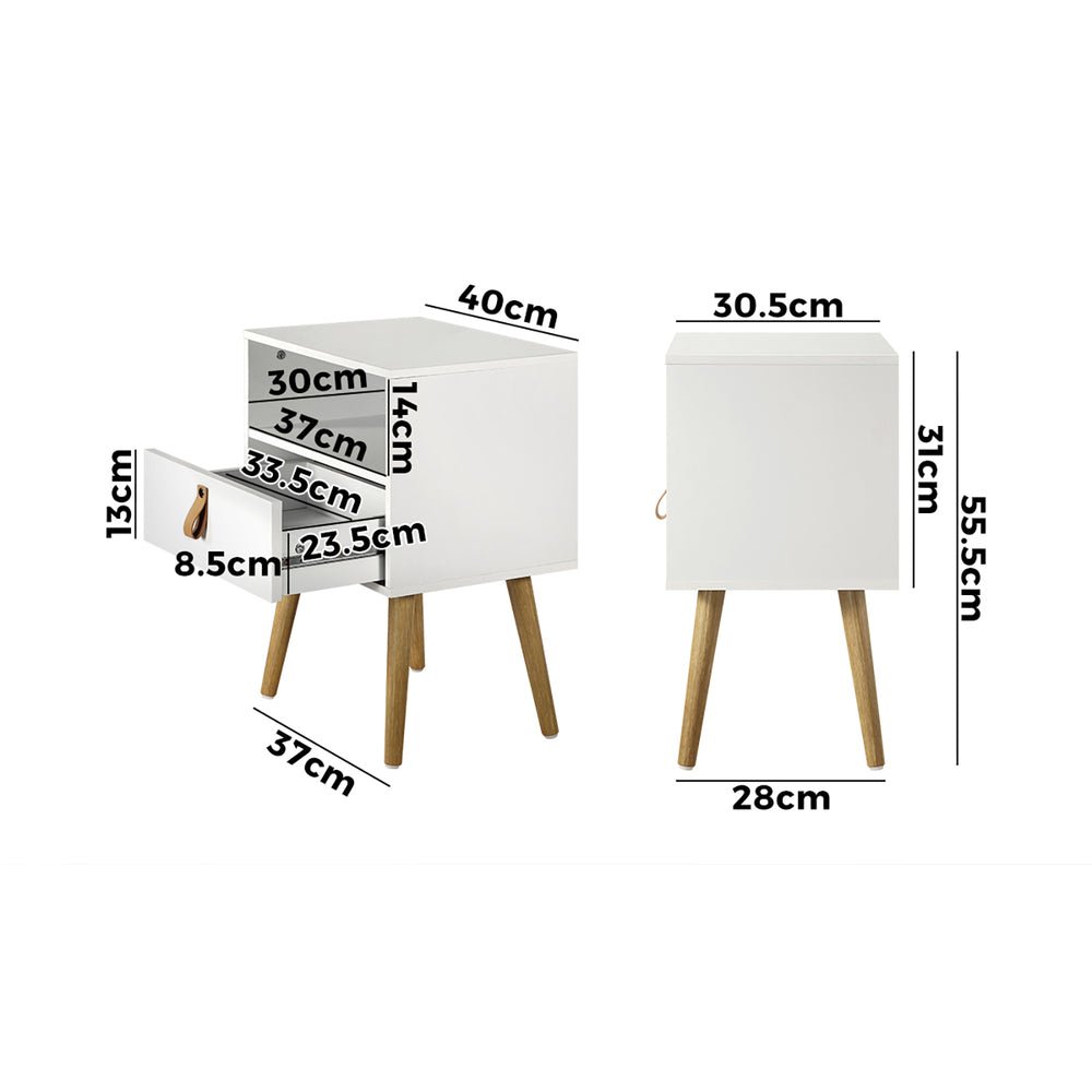 White Bedside Tables with Leather Handles - Buy Online at Bargain Bay Australia