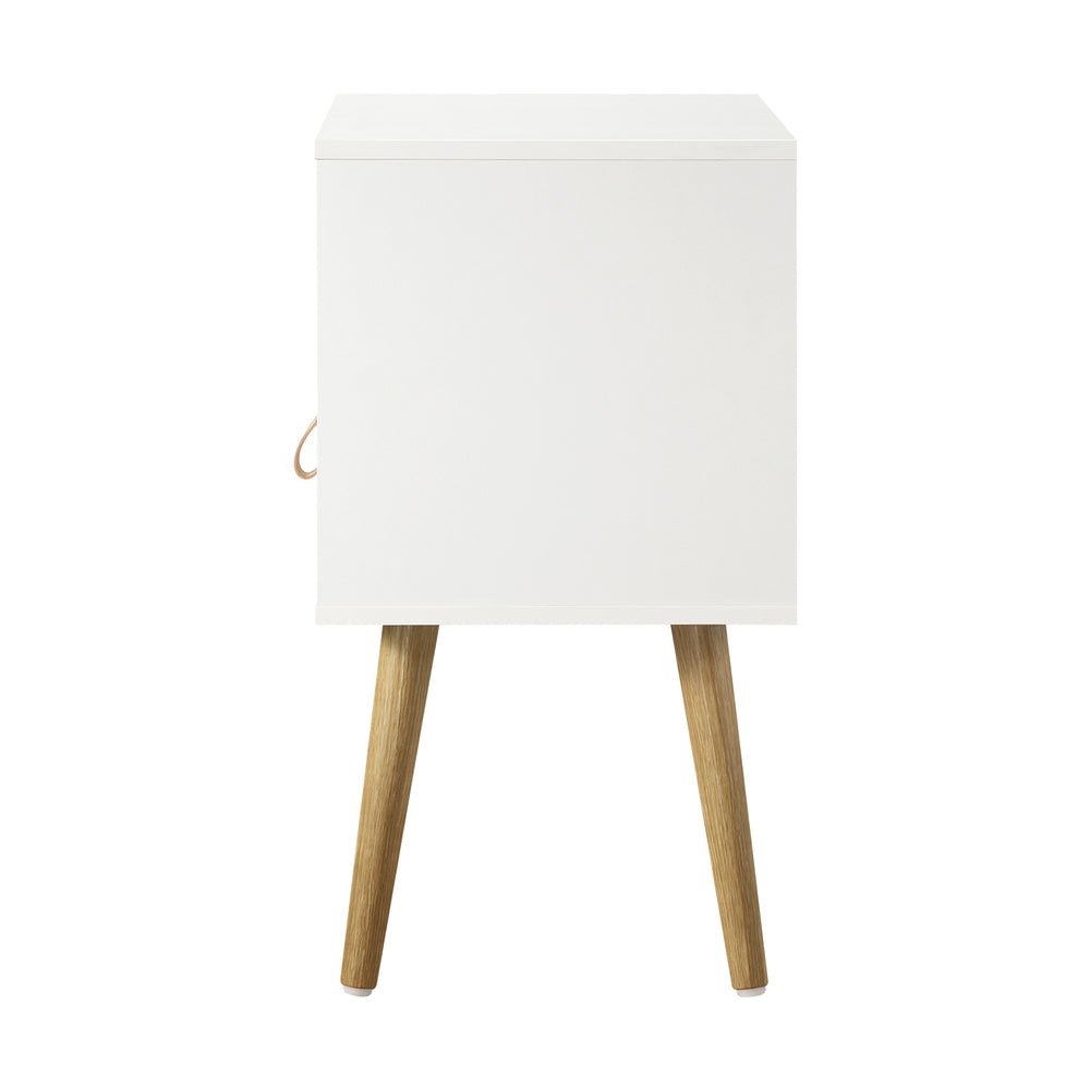 White Bedside Tables with Leather Handles - Buy Online at Bargain Bay Australia