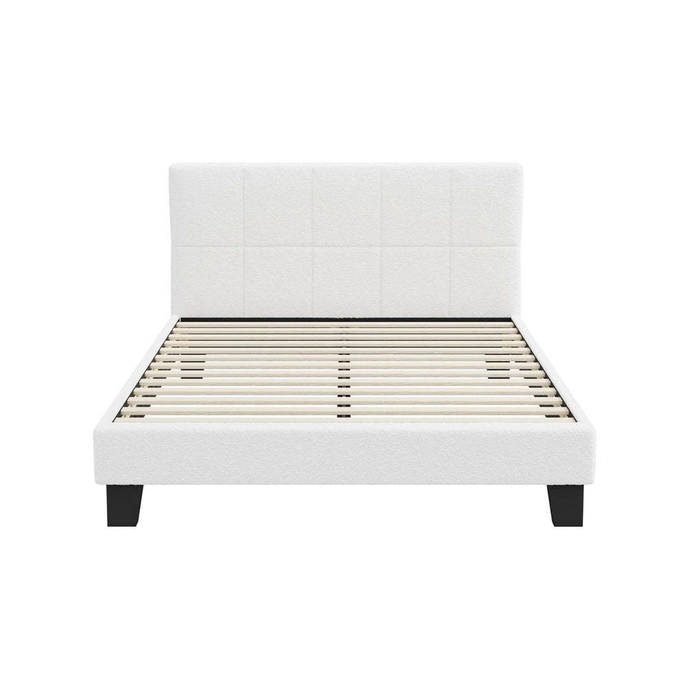 White Boucle Double Size Bed Frame Base - Buy Online at Bargain Bay Australia