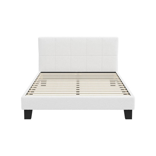 White Boucle Double Size Bed Frame Base - Buy Online at Bargain Bay Australia