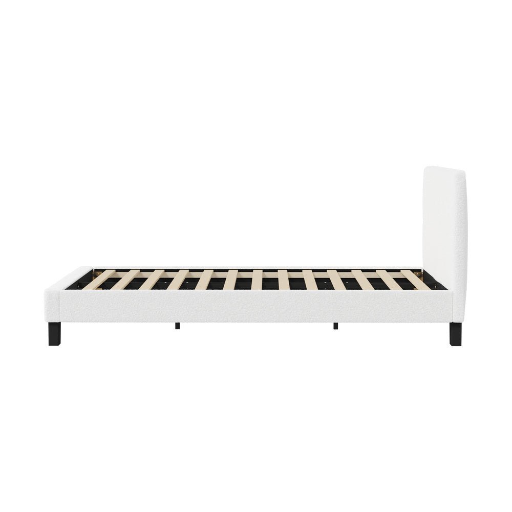White Boucle Double Size Bed Frame Base - Buy Online at Bargain Bay Australia