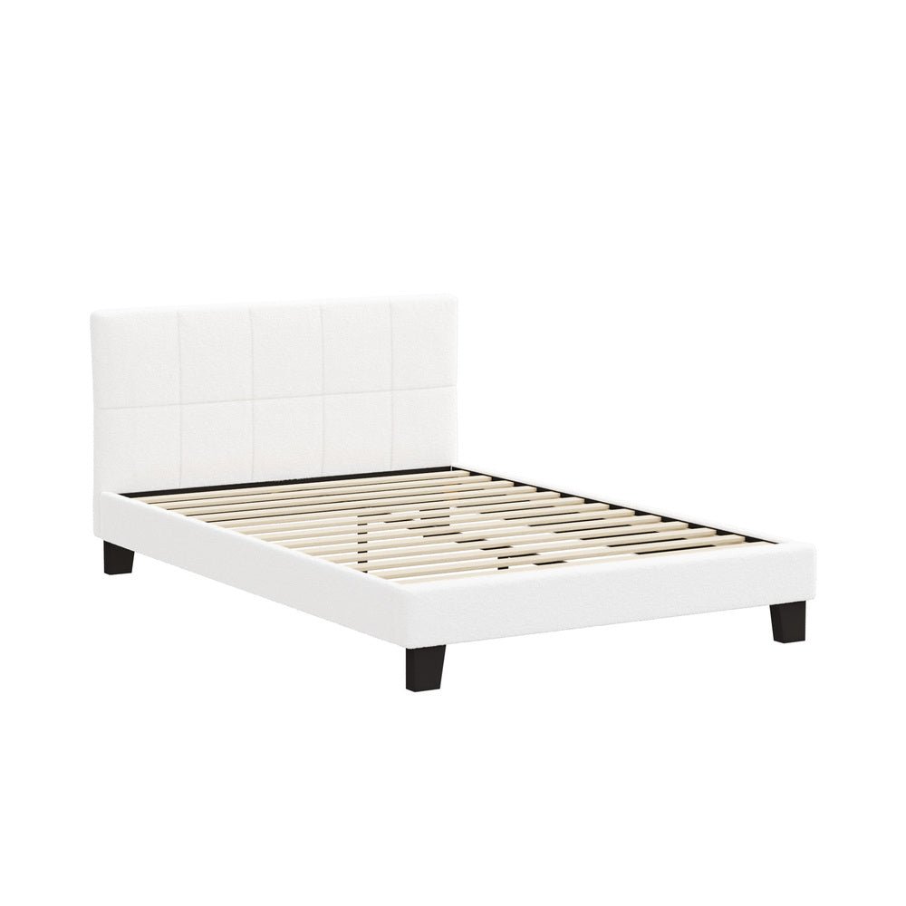 White Boucle Double Size Bed Frame Base - Buy Online at Bargain Bay Australia
