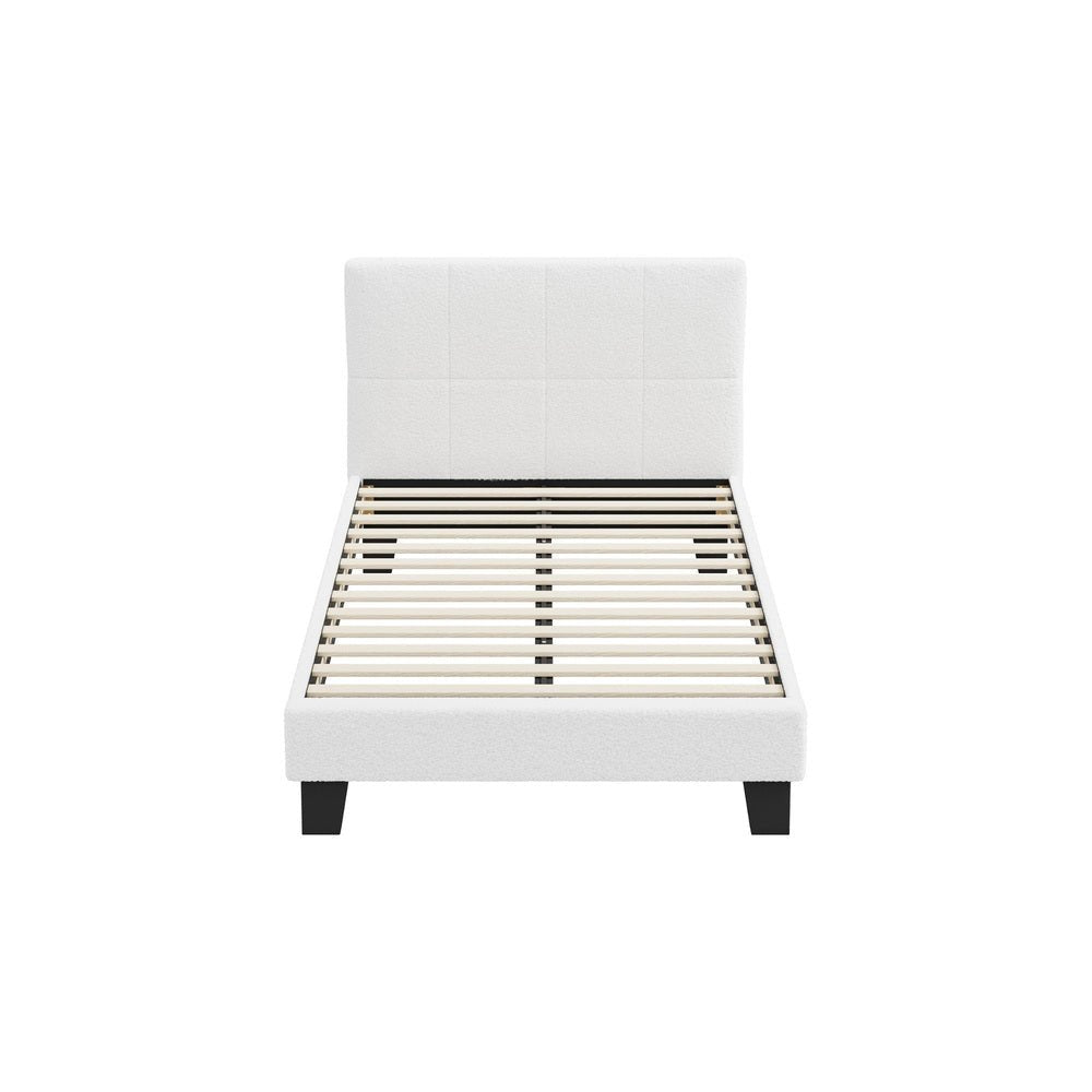 White Boucle King Single Size Bed Frame Base - Buy Online at Bargain Bay Australia