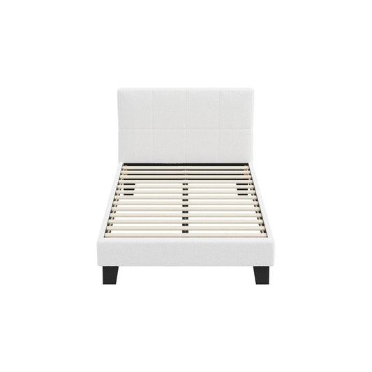 White Boucle King Single Size Bed Frame Base - Buy Online at Bargain Bay Australia