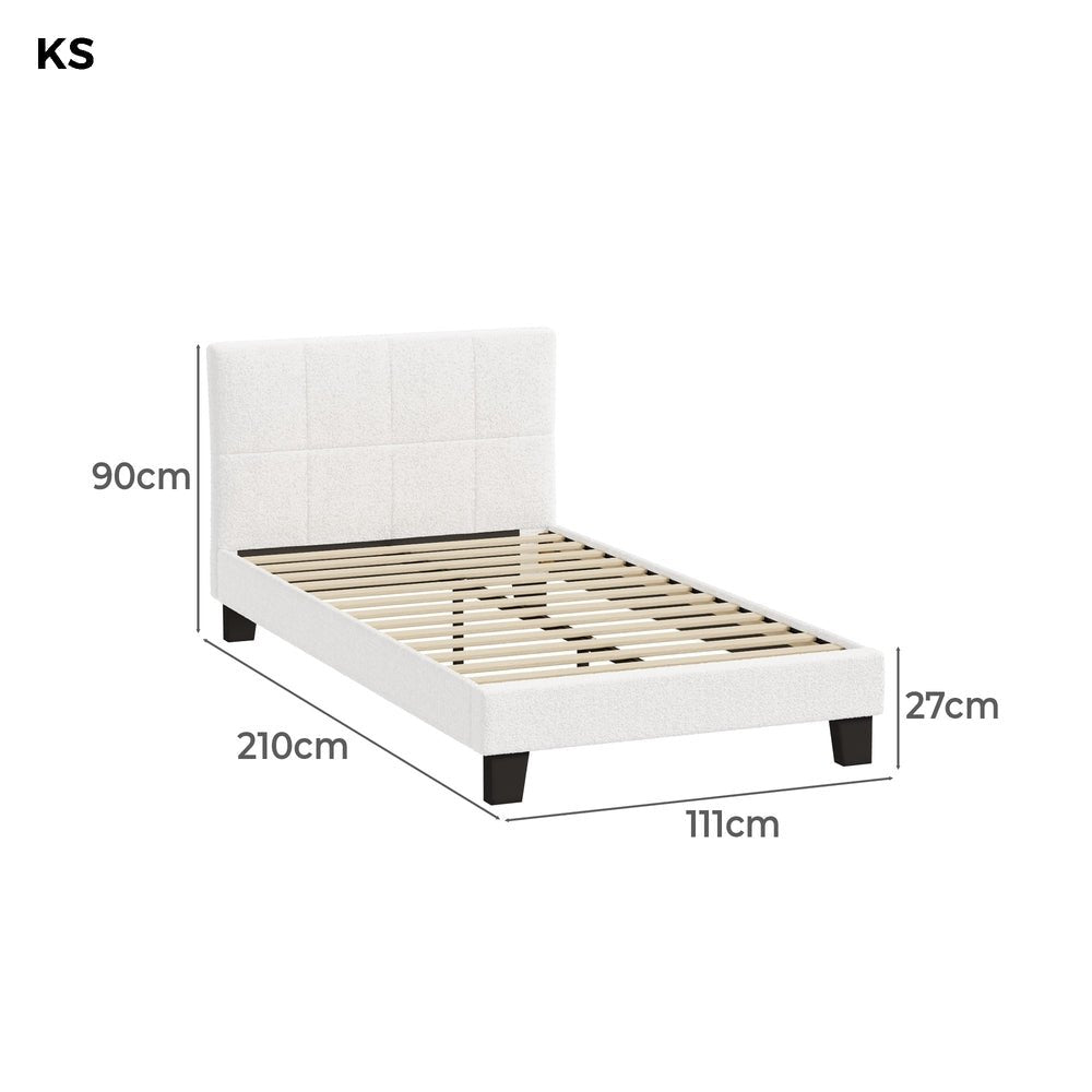 White Boucle King Single Size Bed Frame Base - Buy Online at Bargain Bay Australia
