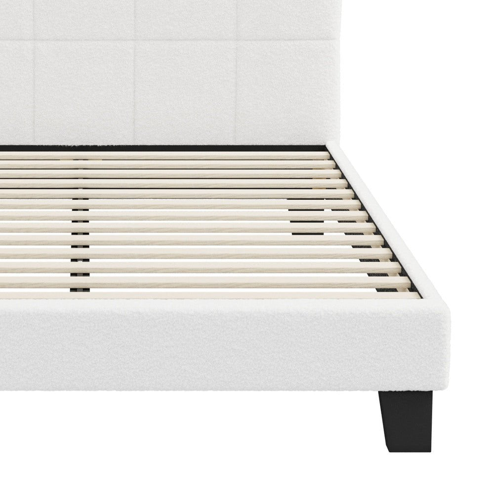 White Boucle King Single Size Bed Frame Base - Buy Online at Bargain Bay Australia