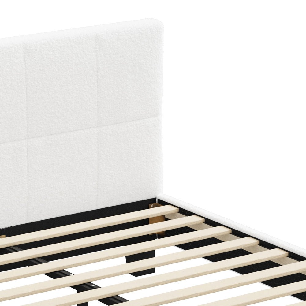 White Boucle King Single Size Bed Frame Base - Buy Online at Bargain Bay Australia