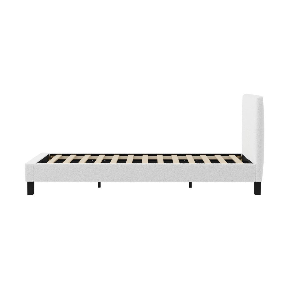 White Boucle King Single Size Bed Frame Base - Buy Online at Bargain Bay Australia