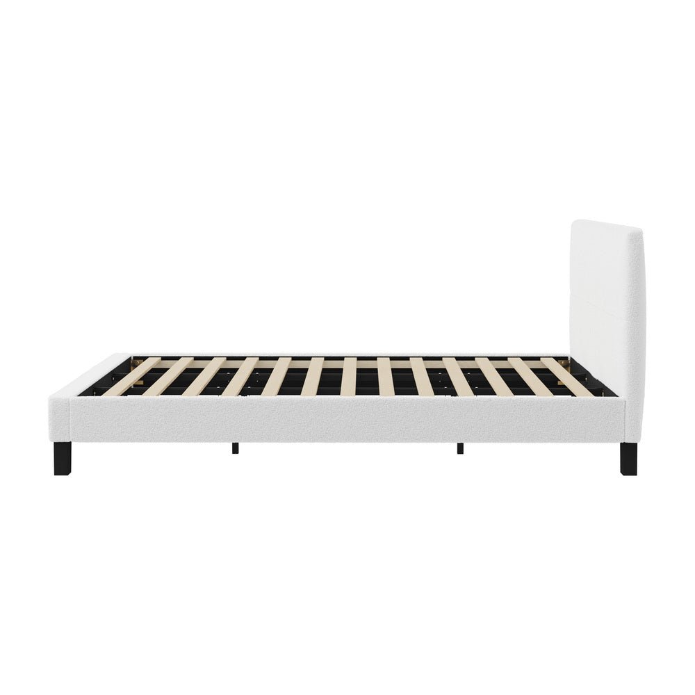 White Boucle King Size Bed Frame Base - Buy Online at Bargain Bay Australia