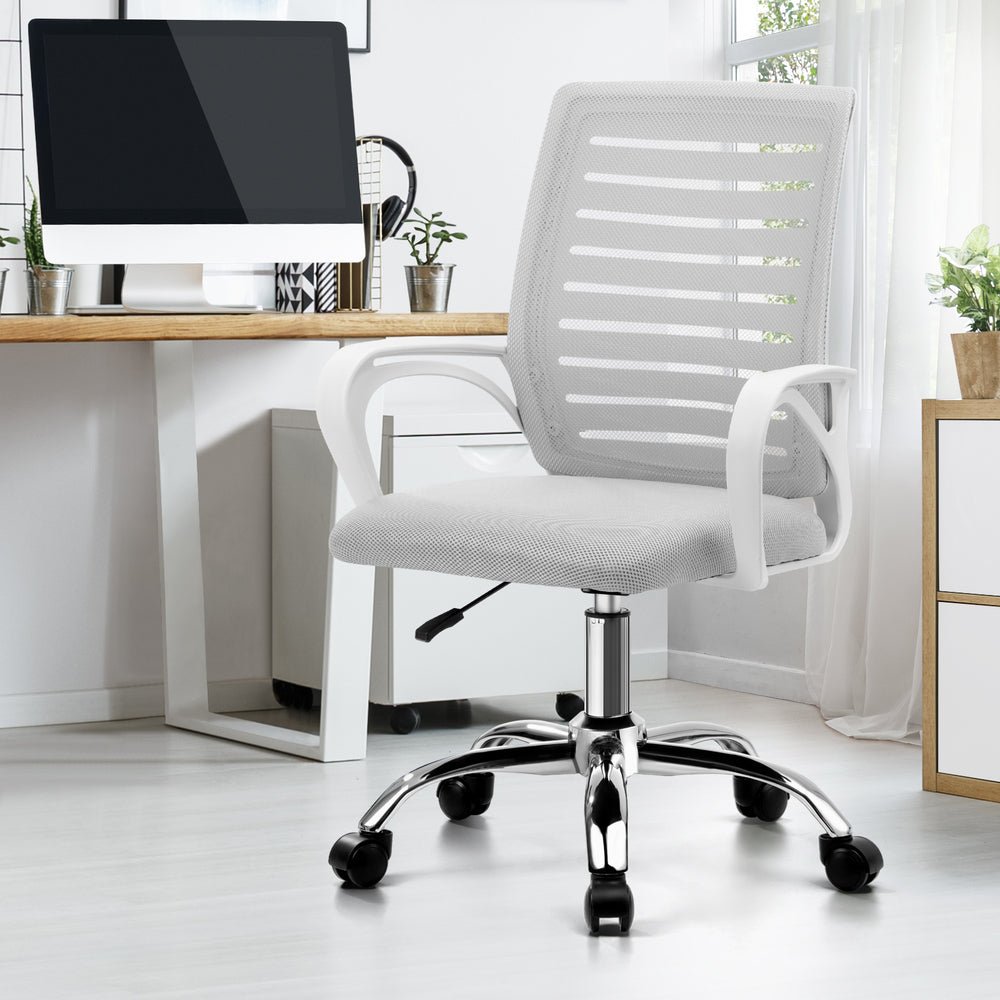 White Mesh Office Chair with Breathable Backrest - Buy Online at Bargain Bay Australia