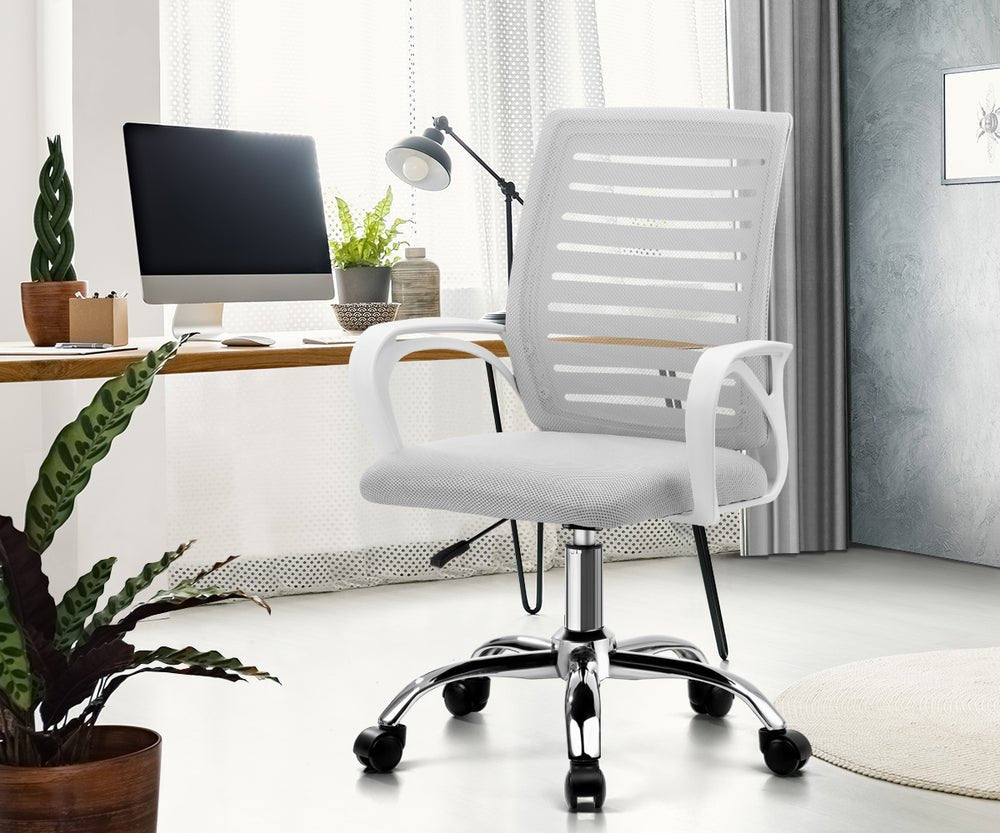 White Mesh Office Chair with Breathable Backrest - Buy Online at Bargain Bay Australia