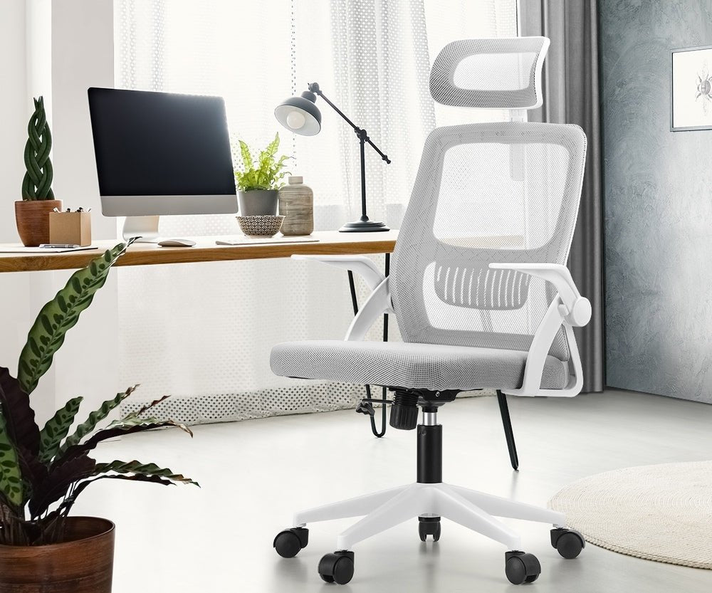 White Mesh Office Chair with Fabric Seat - Buy Online at Bargain Bay Australia