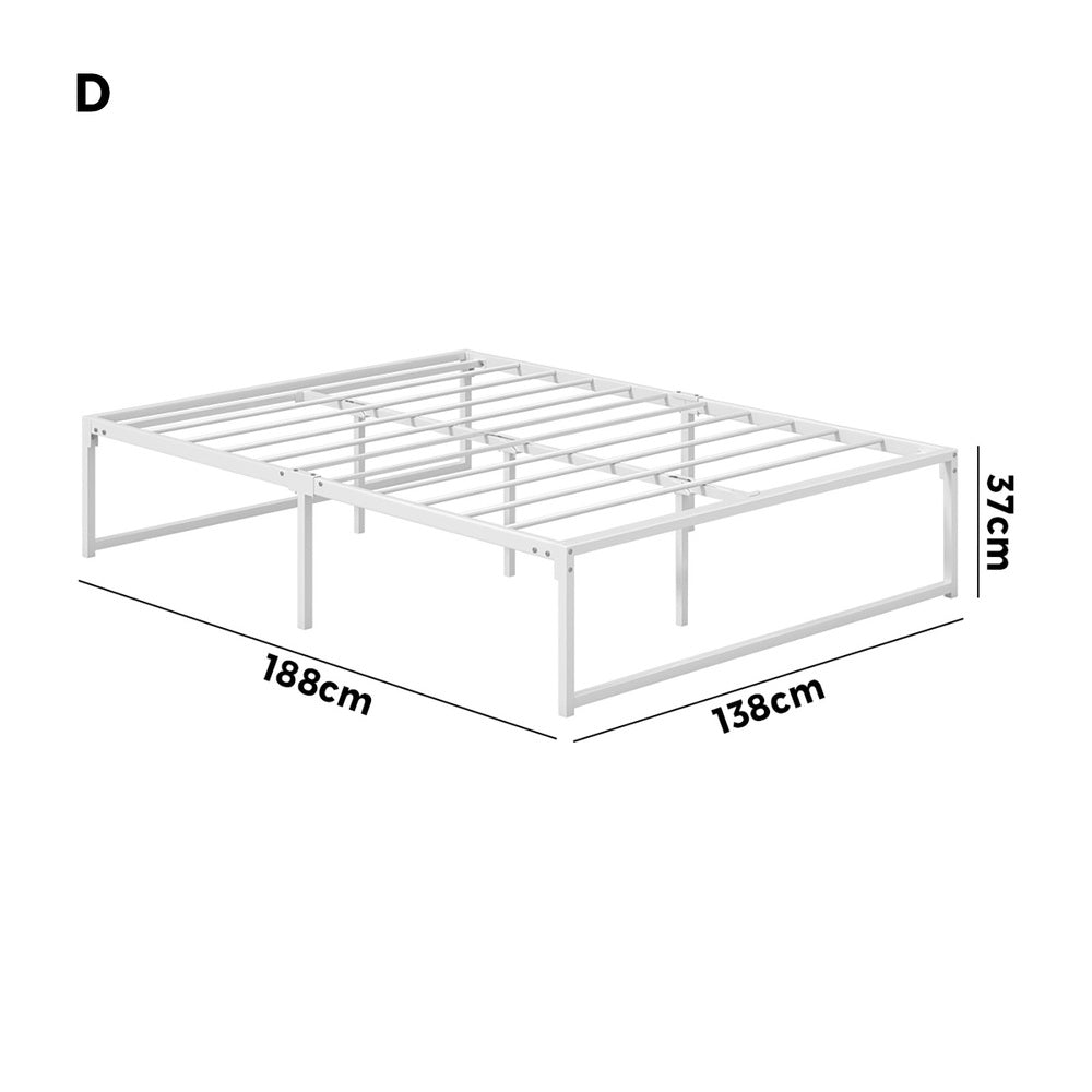 White Metal Double Size Bed Frame Base - Buy Online at Bargain Bay Australia