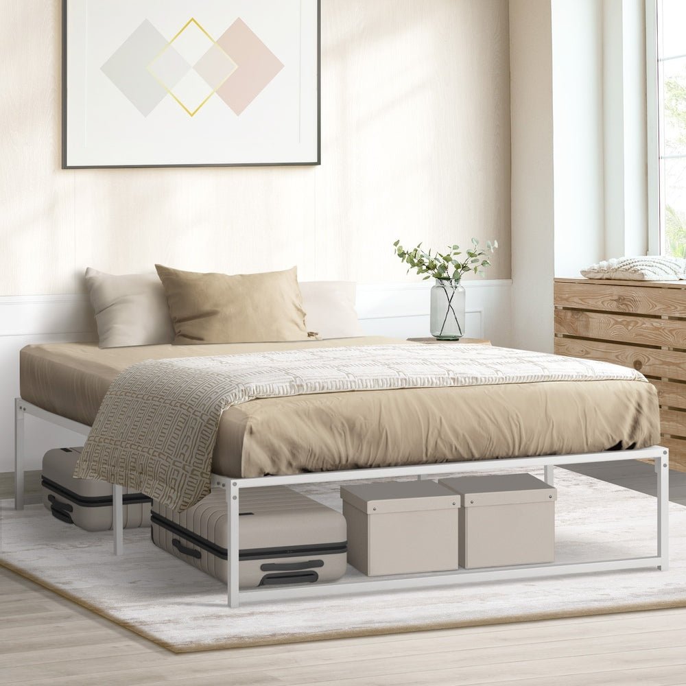 White Metal Double Size Bed Frame Base - Buy Online at Bargain Bay Australia