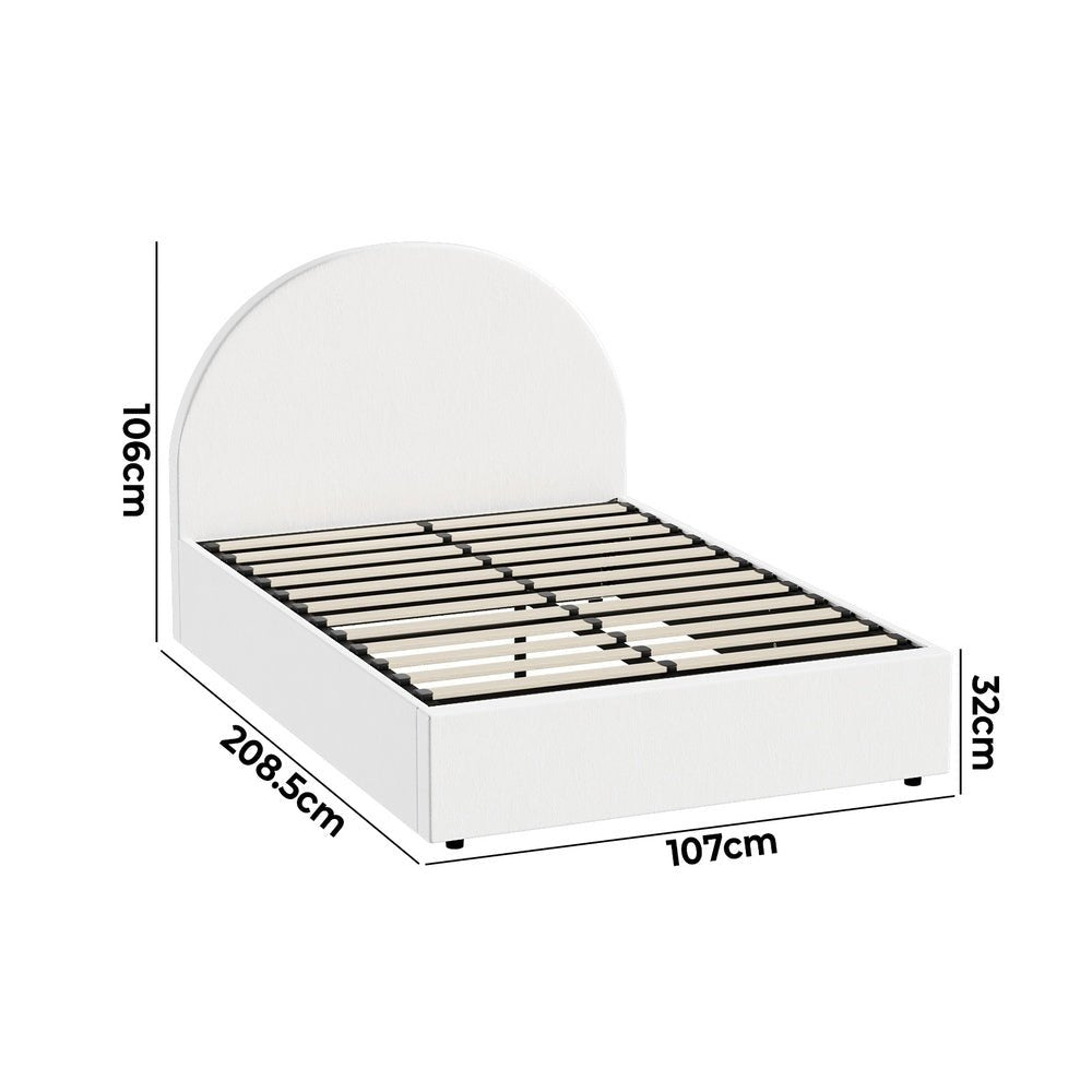White PU Leather King Single Size Bed Frame with Gas Lift Base - Buy Online at Bargain Bay Australia