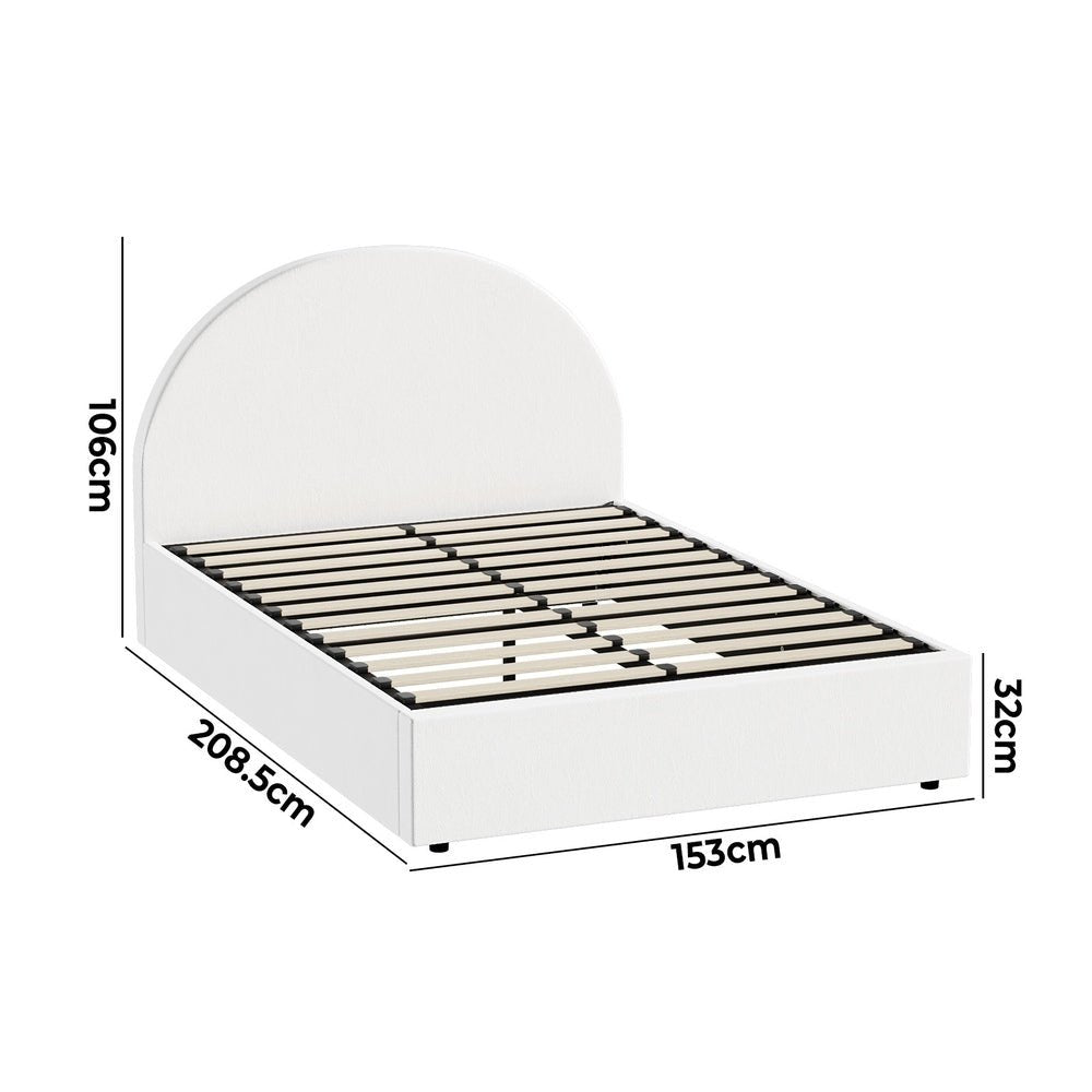 White PU Leather Queen Size Bed Frame with Gas Lift Base - Buy Online at Bargain Bay Australia