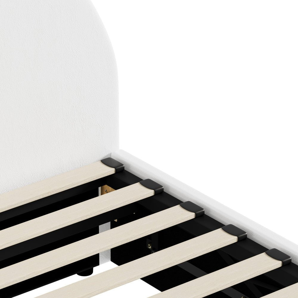White PU Leather Single Size Bed Frame with Gas Lift Base - Buy Online at Bargain Bay Australia