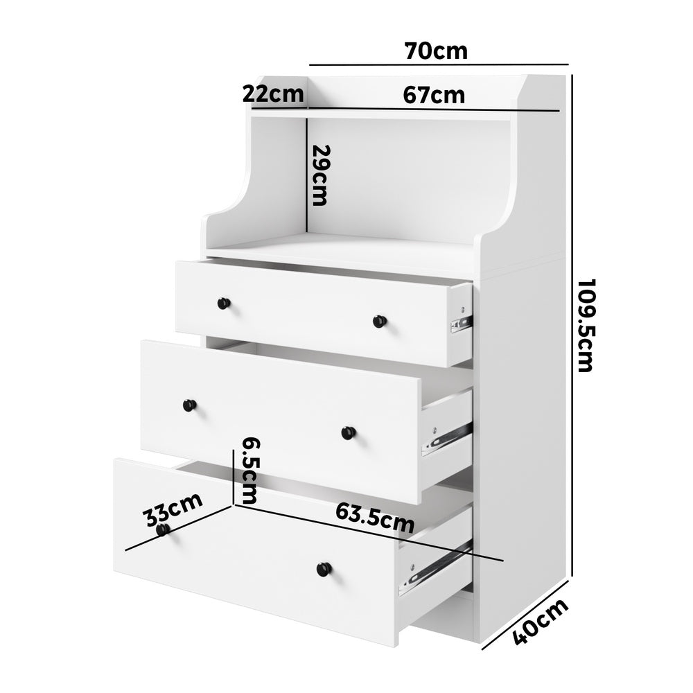 White Sideboard Buffet Cupboard with 3 Drawers - Buy Online at Bargain Bay Australia