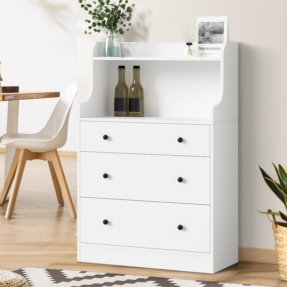 White Sideboard Buffet Cupboard with 3 Drawers - Buy Online at Bargain Bay Australia